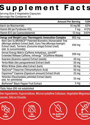 Force Factor LeanFire with Next-Gen SLIMVANCE Advanced Thermogenic Fat Burner for Weight Loss with B Vitamins and Capsimax to Boost Metabolism, Increase Energy, and Enhance Focus, 60 Capsules