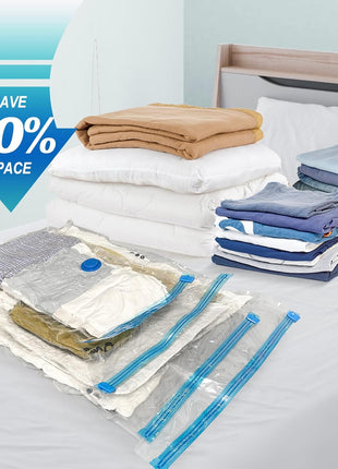 Fygrip Vacuum Storage Bags with Hand Pump, Plastic Packaging Bags, 80% Space Saver Vacuum Seal Bags for Clothing, Travel Lugggage, Blankets, Comforters, 16 Combo