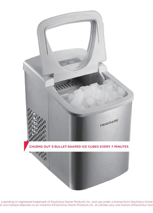 Frigidaire 26 Lbs per Day Portable Compact Maker, Ice Making Machine, Stainless, Medium