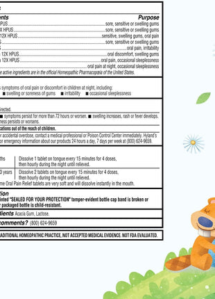Hyland's Baby Nighttime Oral Pain Relief Tablets - 125-Count, Up to 62 Doses - Baby and Toddler Soothing Tablets with Chamomile for Discomfort, Irritability & Swelling