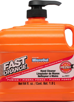 Fast Orange Permatex 25217 Pumice Lotion, Heavy Duty Hand Cleaner, Natural Citrus Scent, Waterless Cleaner For Mechanics, Strong Grease Fighter, 1/2 Gallon, Orange, 64 Fl Oz (Pack of 1)