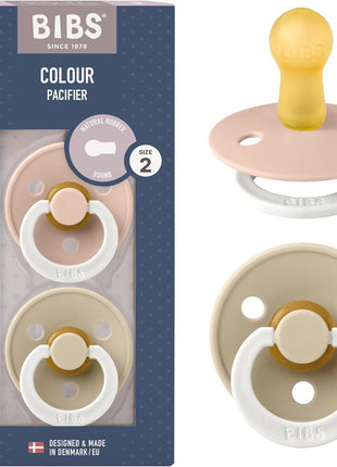 BIBS Pacifiers Colour Collection | Natural Rubber Baby Pacifier | Set of 2 BPA-Free Soothers | Made in Denmark | 0+ Months (Pack of 2) | Dusty Blue/Steel Blue
