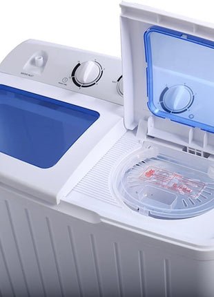 Giantex Portable Mini Compact Twin Tub Washing Machine 20lbs Washer Spain Spinner Portable Washing Machine, Blue+ White