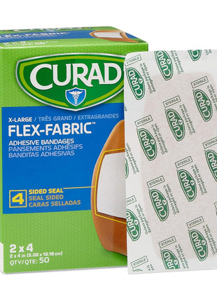 CURAD Flex-Fabric Adhesive Bandages, X-Large 2x4, 50 Count