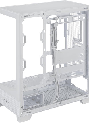 ASUS A31 White ATX Mid-Tower Gaming Case, Dual Tempered Glass, Frameless, BTF Hidden Connectors, 360 AIO Support, Angled Base, ARGB, Optimized Airflow, Seamless Cable Management, 2 Year Warranty