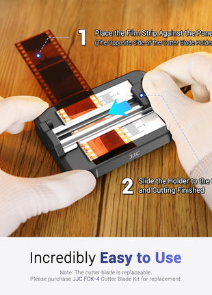 JJC Negative Slide Film Cutter for 35mm 120 Format Strips for Clean Cutting | Negative Cutter with 11-Level Brightness LED Backlight, USB-C Charging, Precision Marks to Assist with Cutting, Iron Base
