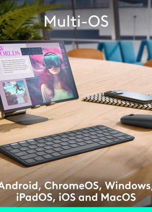 Logitech Keys-to-GO 2 Portable Bluetooth Tablet Keyboard with Built-in Cover, Slim & Compact Wireless Keyboard for Windows, Android, Linux, iPad, iPhone, Mac, Apple TV - Lilac