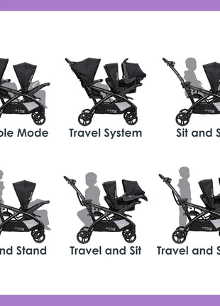 Baby Trend Sit N' Stand® Double 2.0 Stroller, Madrid Black