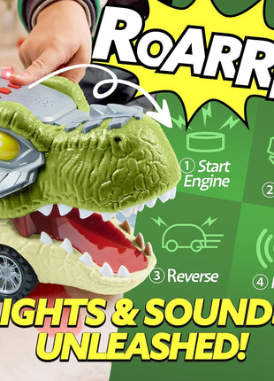 JOYIN 13 in 1 Dinosaur Toys for Kids 3-5, Transport Dinosaur Carrier Truck with 12 Pull Back Cars, Toddler Toys 3-4, Birthday Gifts for 3 4 5+ Year Old Boys