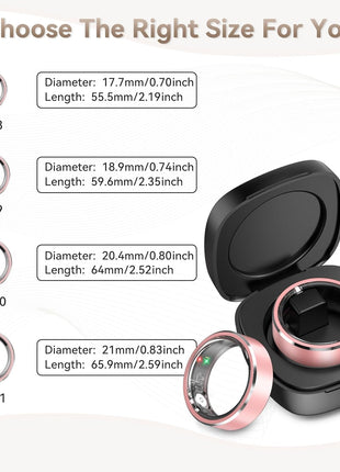 Smart Ring for Women, Fitness & Activity Tracker with Blood Pressure/Heart Rate Monitor, Sleep Tracker, Step Counter, IP68 Waterproof Ring for iOS & Android, Fast Charge, No Subscription (Pink,Size9)