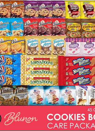 Cookies Individually Wrapped Variety Pack - Cookies Bulk Assortment Care Package Sampler Gift Box (45 Count)