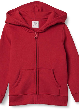 Amazon Essentials Girls' Fleece Zip-Up Hoodie Sweatshirt, Black, Medium