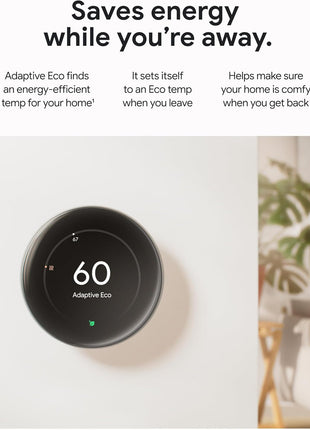 Google Nest Learning Thermostat (4th gen) + Nest Temperature Sensor (2nd gen) - Obsidian