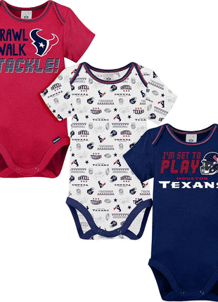 Gerber NFL Unisex-Baby NFL Team 3 Pack Short Sleeve Onesie Bodysuit