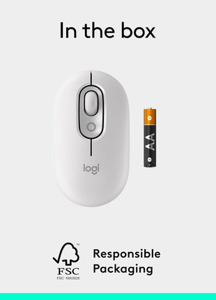 Logitech POP Mouse, Compact and Portable Wireless Bluetooth Mouse with Programmable Buttons and Quiet Clicks, Easy-Switch Between up to 3 Devices, Laptop, Tablet, PC - Off-White