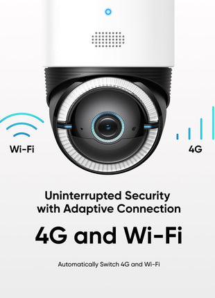 eufy Security 4G LTE Cam S330, 4K Cellular Solar Security Cameras Wireless Outdoor, Pan and Tilt, 4G and Wi-Fi Duo-Mode, AI Tracking, with SIM Card and 32GB SD Card, No WiFi, No Problem