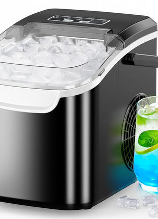 COWSAR Ice Maker Countertop, Portable Ice Machine with Self-Cleaning, 26.5 lbs/24Hrs, 8 Ice Cubes in 6 Mins, Ice Basket and Scoop, Ideal for Home, Kitchen, Bar, Camping