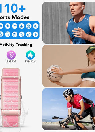 Health Activity Fitness Trackers for Women, 2026 Wearable Smart Bracelet, 120+ Sport Modes Smart Band, All-Day Continuous Heart Rate Blood Pressure Stress HRV Monitor, 24H Sleep Tracker with Free App
