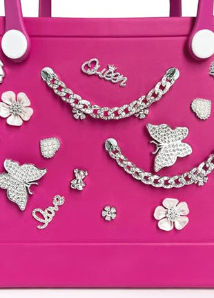 Charms for Bogg Bag,Pearls,Butterfly Flowers and Chain for Bogg Bag Accessories Charms(20 pcs)
