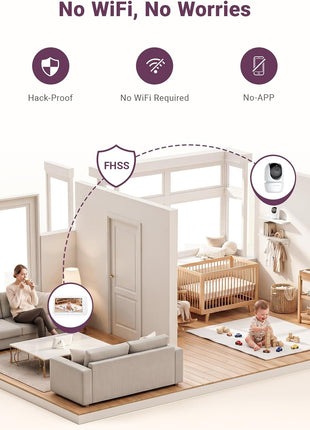 Comfyer BM01 7inch HD Split-Screen Baby Monitor, Video Baby Monitor with 2 Cameras and Audio, No WiFi Monitor with a Flexible Bracket, Up to 2 Days in VOX Mode with Sound Alert, 4X Zoom, Night Vision
