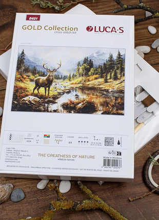 Luca-S Cross Stitch Kit Gold - The Greatness of Nature, B621, Counted Cross Stitch Kit for Adults, Needlecraft and Embroidery Kit