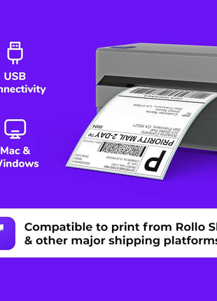 Rollo USB Shipping Label Printer - Commercial Grade 4x6 Thermal Printer | High Speed Label Maker for Small Businesses & Shipping Packages - Create Custom Stickers - Supports Windows & Mac