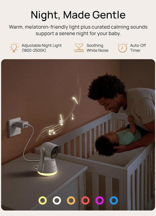 Dr.Care LumiView Max Smart WiFi Baby Monitor - 7inch 1080P FHD & 2K Camera, Privacy Mode, Cry & Motion Detection, 6000mAh Removable Battery, RGB Night Light, Snapshot & Video Recording, HD Night Vision