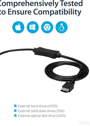 StarTech.com USB C to eSATA Cable - 3 ft / 1m - 5Gbp - for HDD/SSD/ODD - External Hard Drive Adapter - USB 3.0 to eSATA Converter (USB3C2ESAT3)