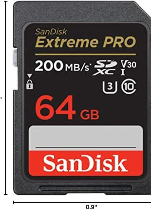 SANDISK 64GB Extreme PRO SDXC UHS-I Memory Card - C10, U3, V30, 4K UHD, SD Card - SDSDXXU-064G-GN4IN | U3 V30 C10, Up to 200MB per S Read, Up to 90MB per S Write, 4K UHD, Sdsdxxu-064g-Gn4in
