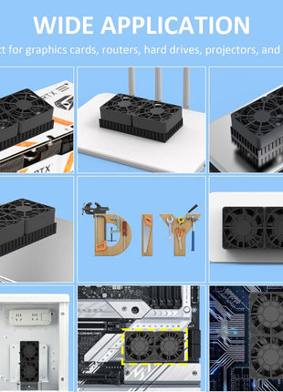 PANO-MOUNTS 40mmx2 Mini USB Radiator Fan Silent and Efficient 4010 Fan with Included 10mm Aluminum Heat Sink and Thermal Pad for Graphics Cards Router HDD 3D Printer