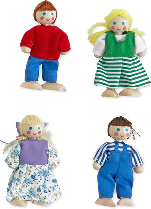Melissa & Doug Take-Along Wooden Doorbell Dollhouse - Doorbell Sounds, Keys, 4 Poseable Wooden Dolls Portable Doll House, Doorbell House for Kids Ages 3+