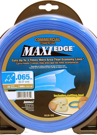 Arnold WLM-165 Maxi-Edge Commercial Grade String Trimmer Line with Cutting Tool, Universal Fit, 22 Refills, .065-Inch x 440-Foot, Blue
