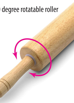 FARBERWARE Classic Wood Rolling Pin, 18 Inch Hardwood Dough Roller for Baking Pizza, Pies, Pastry and Cookies, Ergonomic Handles, Kitchen Essential