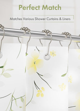 Amazer Shower Curtain Hooks, Decorative Rust Proof Stainless Steel Shower Curtain Hooks for Bathroom Shower Rods Set of 12, Polished Nickel