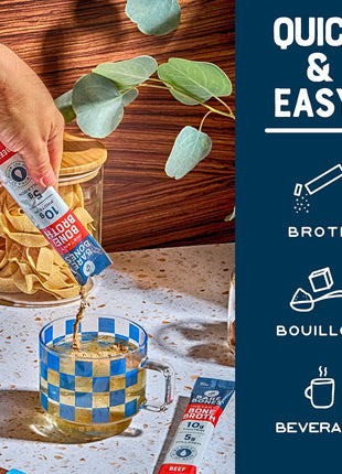 Bare Bones Beef Bone Broth Instant Powdered Mix Packets | 5g Collagen | 10g Protein | Keto & Paleo Friendly | No Artificial Flavors | Rich Savory on-the-go 16 Pack