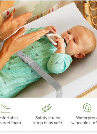 Munchkin Secure Grip Baby Diaper Changing Pad for Dresser, Waterproof and Wipeable, Contoured, Standard Size (16 inch x 31 inch), White