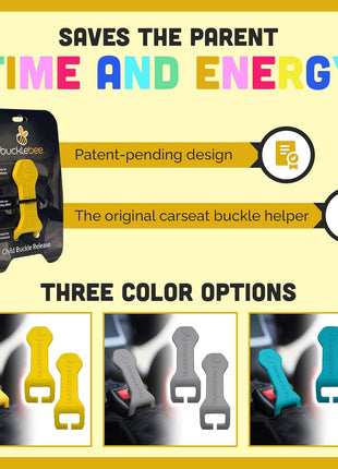 Bucklebee Easy Car Seat Buckle Release Aid for Children Unbuckle Car Seat Release Tool - Button Pusher - Opener for Nails - Buckle Release (1 Pack Teal)