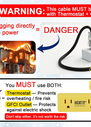HEATIT HIRD 20 feet 5 Watts Per Foot Roof & Gutter Snow De-Icing Cable
