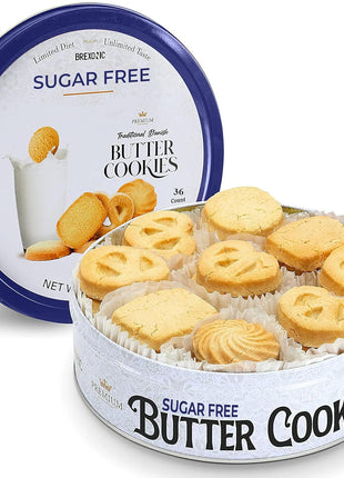 Sugar Free Butter Cookies 36 Count Traditional Danish Cookies, Premium Assorted Shortbread cookies for Diabetics (1 Pk, 11 Ounce)