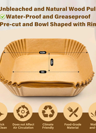 Air Fryer Liners Disposable, 8", Parchment Paper for 5-8QT | 125 Pcs Unbleached Airfryer Basket Liners,Oil-Proof for Baking, Roasting, Microwave, Oven Air Fryer Accessories