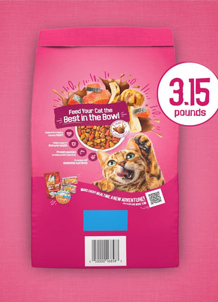 Purina Friskies Gravy Swirlers With Flavors of Chicken, Salmon and Gravy Dry Cat Food - 3.15 lb. Bag