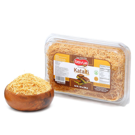 BISVUA Premium Roasted Kataifi Pastry 200g (7.1 oz) ??Golden Toasted Shredded Fillo Dough for Dubai Chocolate Filling, Pistachio Cream Recipes, Kunafa Dough & Crunchy Dessert w/ Katafi? and Knafeh