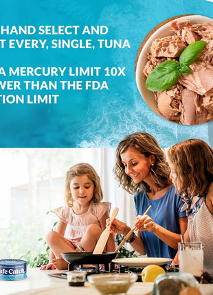 Safe Catch Canned Wild Tuna Fish, Wild Caught, Lowest Mercury, Gluten-Free, Kosher, Non-GMO, Whole30 Approved, Paleo, Keto Food, 5oz Can, 12-Pack