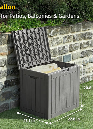 EAST OAK 120 Gallon Outdoor Storage Box | Large Resin Deck Box with Reinforced Stainless Steel Support | Waterproof & UV-Resistant Patio Storage Box for Cushions, Garden Tools & Accessories, Grey