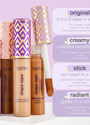 tarte shape tape concealer – Full-Coverage Creaseless Soft Matte Finish, Brightening Under-Eye & Face Makeup, 16hr Longwear, Vegan & Cruelty-Free