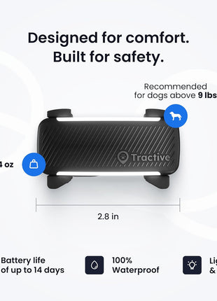 Tractive Smart Dog GPS Tracker | Live Pet Tracker with Virtual Fence | Vital Signs Monitoring of Heart & Respiratory Rate | Bark Monitoring | Dog Collar Attachment (Black)