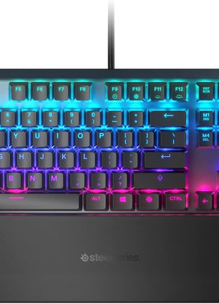 SteelSeries Apex 5 Hybrid Mechanical USB Gaming Keyboard Per-Key RGB Illumination Aircraft Grade Aluminum Alloy Frame OLED Smart Display (Blue Switch)
