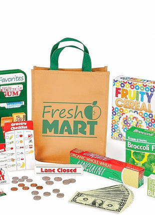 Melissa & Doug Fresh Mart Companion Set, Grocery Store Pretend Play Toys, Toy Kitchen Accessories & Play Food, Preschool Learning Toys for Girls & Boys 3+