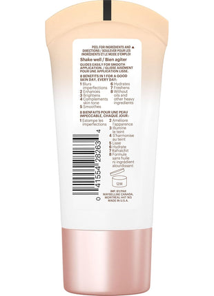 Maybelline Dream Fresh Skin Hydrating BB cream, 8-in-1 Skin Perfecting Beauty Balm with Broad Spectrum SPF 30, Sheer Tint Coverage, Oil-Free, Light/Medium, 1 Fl Oz
