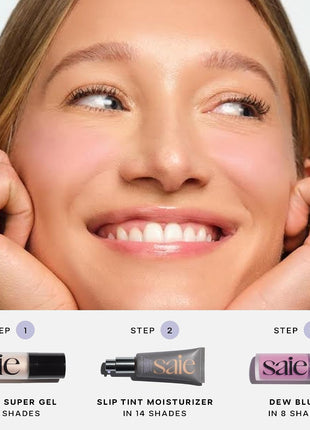 Saie Glowy Super Gel Warmglow Duo - Lightweight Illuminator & Makeup Primer for Glowing Skin - Soft Warm Gold (1 oz & 0.5 oz)